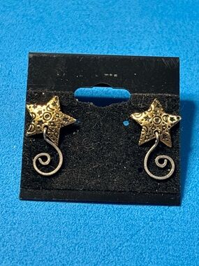 Gold Star Swirl Drop Earrings - Women Jewelry celestial